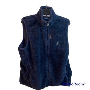Nautica mens sweater vest size M navy blue fleece